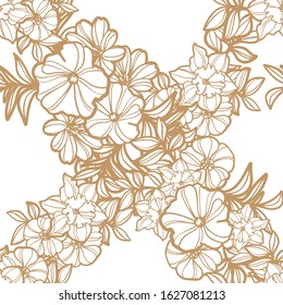 Abstract seamless pattern with plants, herbs and flowers