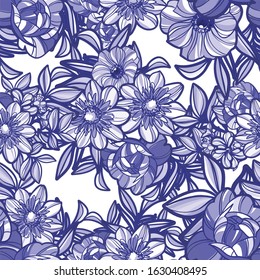 Abstract seamless pattern with plants, herbs and flowers