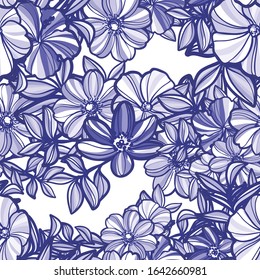 Abstract seamless pattern with plants, herbs and flowers