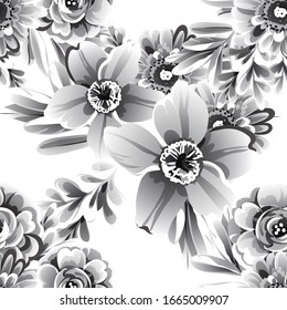 Patrón abstracto sin fisuras con plantas, hierbas y flores
