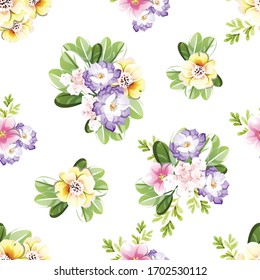 Abstract seamless pattern with plants, herbs and flowers