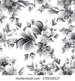 Abstract seamless pattern with plants, herbs and flowers