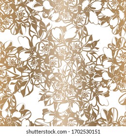 Patrón abstracto sin fisuras con plantas, hierbas y flores