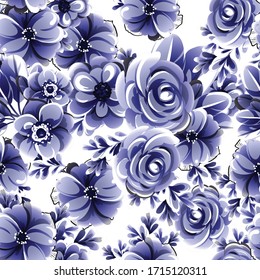 Abstract seamless pattern with plants, herbs and flowers