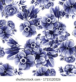 Abstract seamless pattern with plants, herbs and flowers