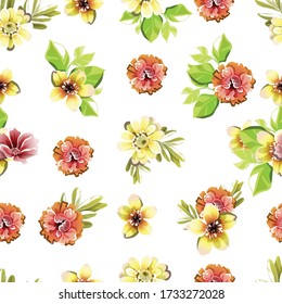 Abstraktes nahtloses Muster mit Pflanzen, Kräuter und Blumen, bunte botanische Abbildung.