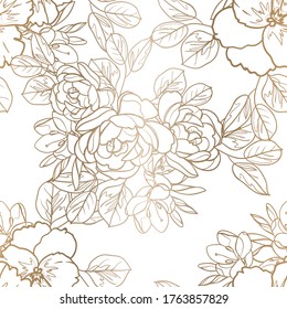 Abstract seamless pattern with plants, herbs and flowers
