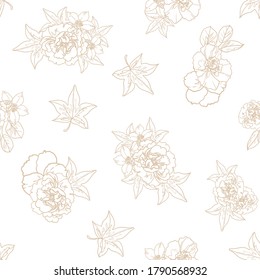 Abstract seamless pattern with plants, herbs and flowers