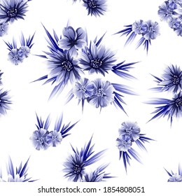 Abstract seamless pattern with plants, herbs and flowers
