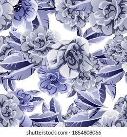 Abstract seamless pattern with plants, herbs and flowers