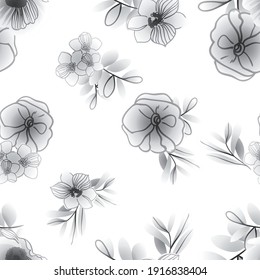 Abstract seamless pattern with plants, herbs and flowers