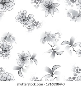 Abstract seamless pattern with plants, herbs and flowers