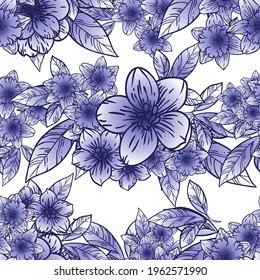 Abstract seamless pattern with plants, herbs and flowers