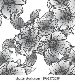 Abstract seamless pattern with plants, herbs and flowers