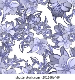 Resumen de patrón sin fisuras con plantas, hierbas y flores, ilustración botánica.