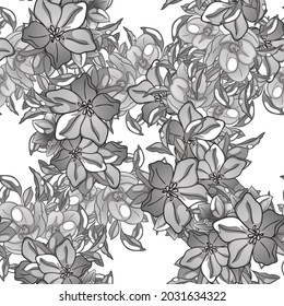 Abstraktes nahtloses Muster mit Pflanzen, Kräutern und Blumen, botanische Illustration.