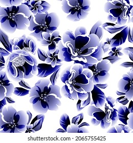 Abstract seamless pattern with plants, herbs and flowers, botanical illustration.