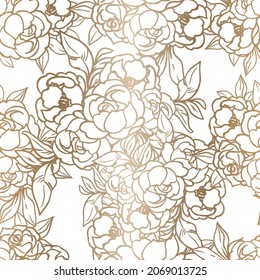 Abstract seamless pattern with plants, herbs and flowers, botanical illustration.