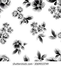 Abstract seamless pattern with plants, herbs and flowers, botanical illustration.