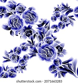Abstract seamless pattern with plants, herbs and flowers, botanical illustration.
