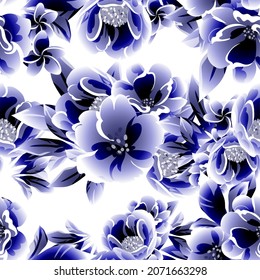 Abstract seamless pattern with plants, herbs and flowers, botanical illustration.