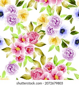 Abstraktes nahtloses Muster mit Pflanzen, Kräutern und Blumen, botanische Illustration.