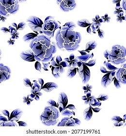 Abstract seamless pattern with plants, herbs and flowers, botanical illustration.