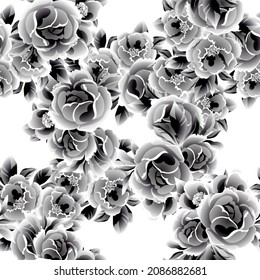 Abstract seamless pattern with plants, herbs and flowers, botanical illustration.