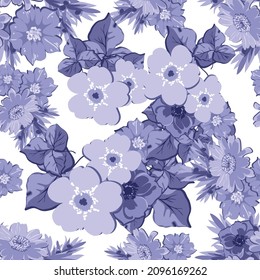 Abstract seamless pattern with plants, herbs and flowers, botanical illustration.