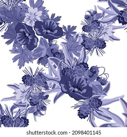Resumen de patrón sin fisuras con plantas, hierbas y flores, ilustración botánica.
