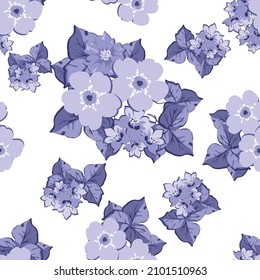 Abstract seamless pattern with plants, herbs and flowers, botanical illustration.