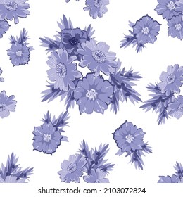 Abstract seamless pattern with plants, herbs and flowers, botanical illustration.