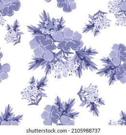 Abstract seamless pattern with plants, herbs and flowers, botanical illustration.