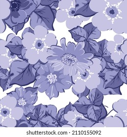 Abstract seamless pattern with plants, herbs and flowers, botanical illustration.