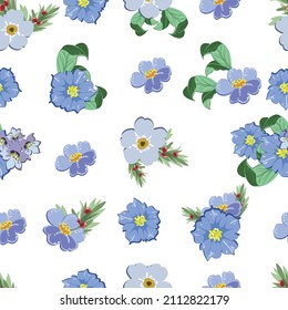 Abstract seamless pattern with plants, herbs and flowers, botanical illustration.