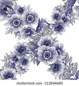 Abstract seamless pattern with plants, herbs and flowers, botanical illustration.