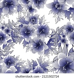 Resumen de patrón sin fisuras con plantas, hierbas y flores, ilustración botánica.