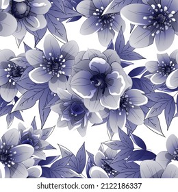 Abstract seamless pattern with plants, herbs and flowers, botanical illustration.