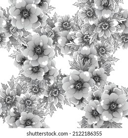 Abstract seamless pattern with plants, herbs and flowers, botanical illustration.