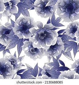 Abstract seamless pattern with plants, herbs and flowers, botanical illustration.