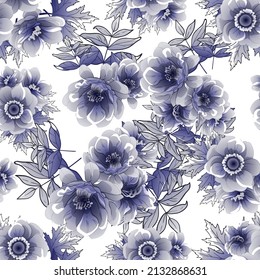 Abstraktes nahtloses Muster mit Pflanzen, Kräutern und Blumen, botanische Illustration.
