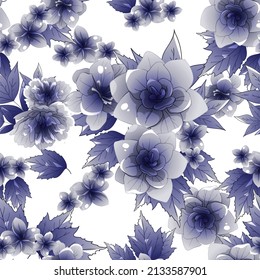 Abstract seamless pattern with plants, herbs and flowers, botanical illustration.