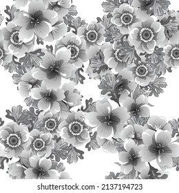 Abstraktes nahtloses Muster mit Pflanzen, Kräutern und Blumen, botanische Illustration.
