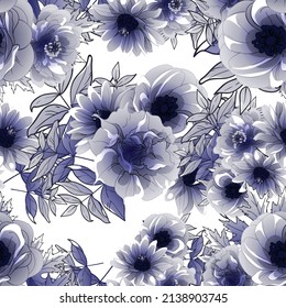 Abstraktes nahtloses Muster mit Pflanzen, Kräutern und Blumen, botanische Illustration.
