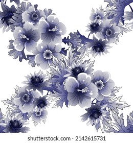 Abstract seamless pattern with plants, herbs and flowers, botanical illustration.
