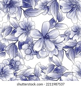 Abstract seamless pattern with plants, herbs and flowers, botanical illustration.