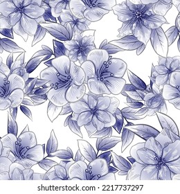 Abstract seamless pattern with plants, herbs and flowers, botanical illustration.