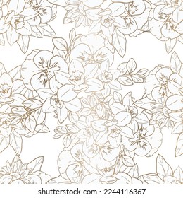 Abstract seamless pattern with plants, herbs and flowers, botanical illustration.