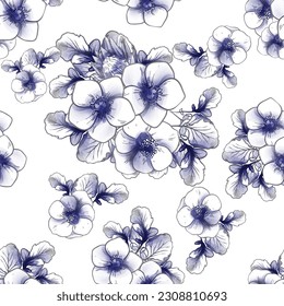 Abstract seamless pattern with plants, herbs and flowers, botanical illustration.