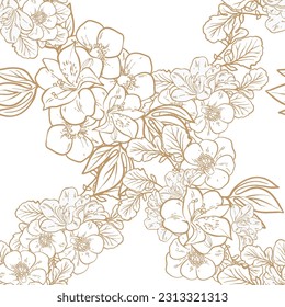 Abstract seamless pattern with plants, herbs and flowers, botanical illustration.